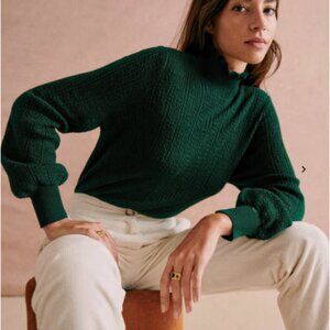 Sezane Rosalia Sweater in Bottle Green, Sz XXS